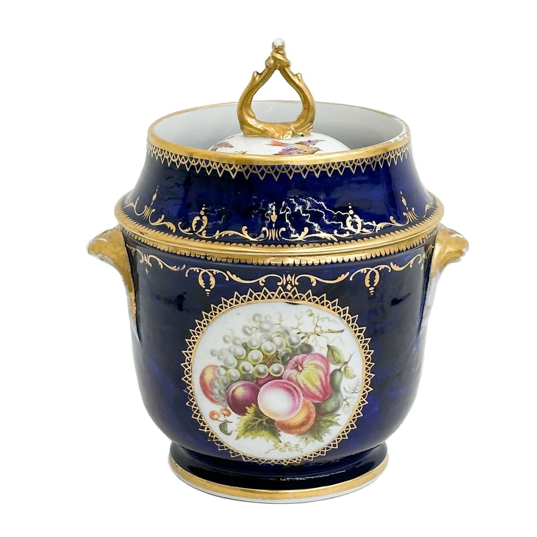 Coalport English Hand Painted Porcelain Lidded Cache Pot Cobalt Blue c1920 (1 of 9)