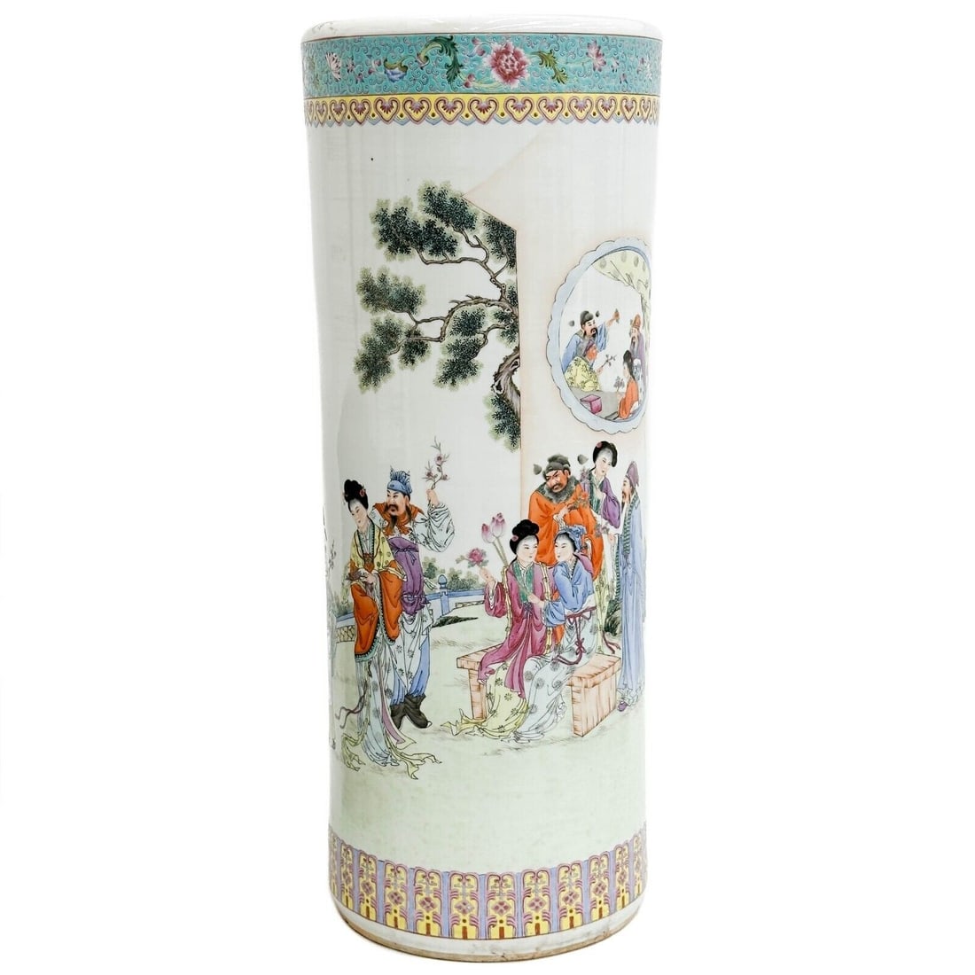 Chinese Hand Painted Falangcai Enameled Porcelain Vase Umbrella Stand 19th cen (1 of 9)