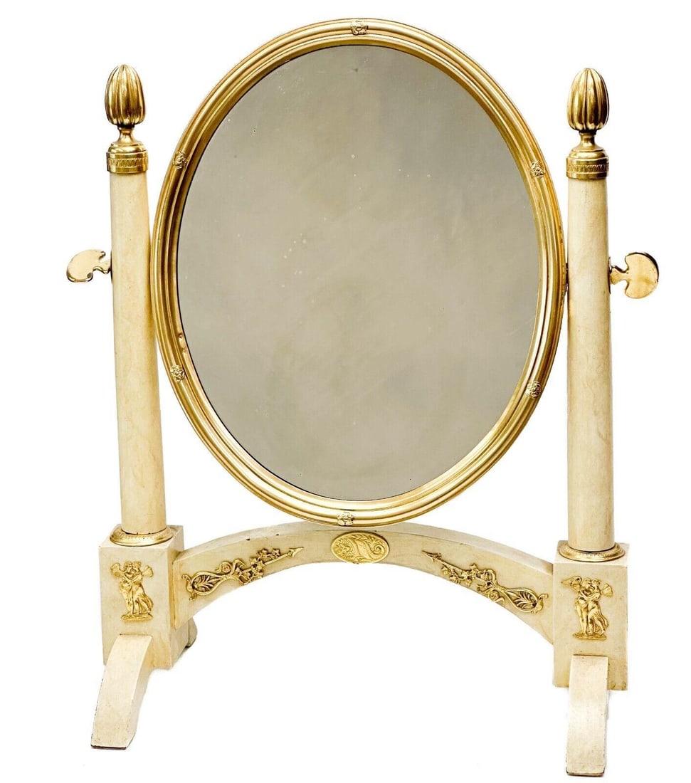 Vienna Austria .812 Gilt Silver and Wood Vanity Mirror circa 1860 (1 of 6)