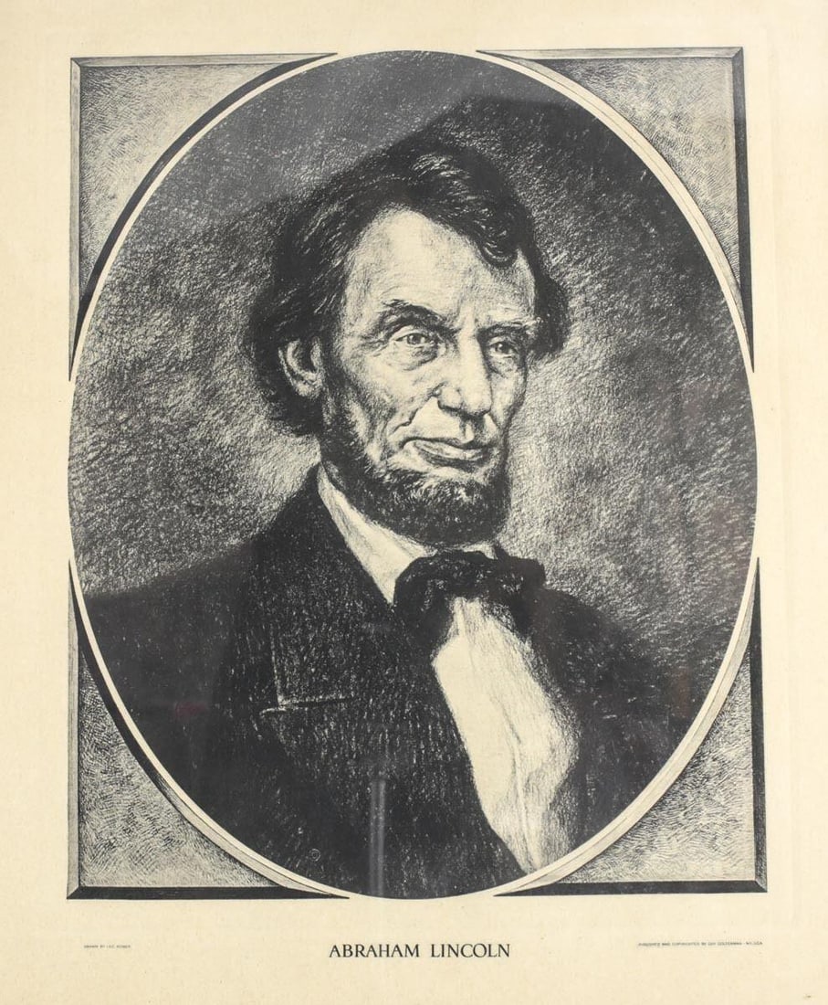 Leo Kober (1878-1931) Lithograph of President Abraham Lincoln (1 of 3)