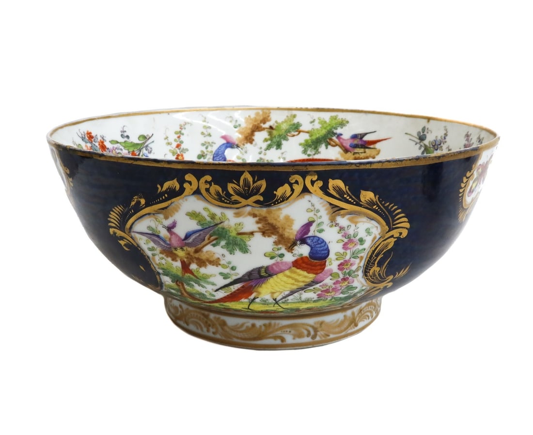 Royal Worcester England Style Porcelain Hand Painted Bowl Exotic Birds 18th Cent (1 of 7)