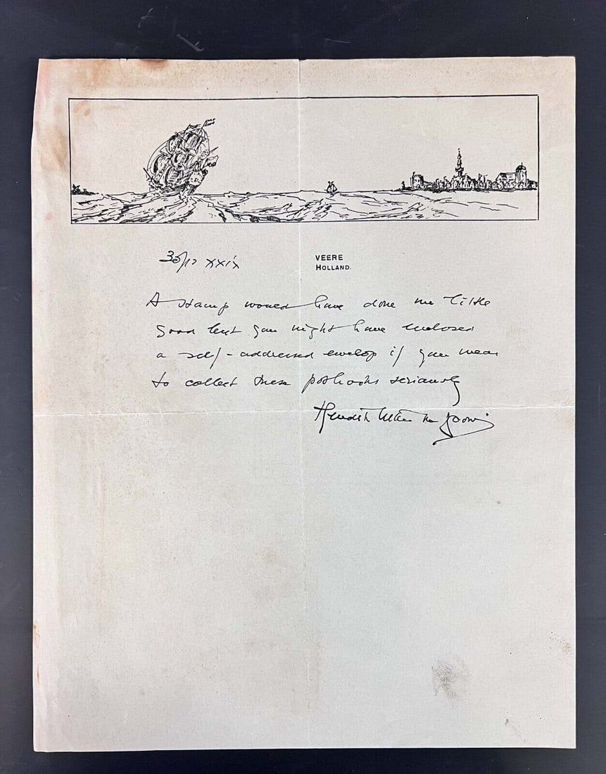 Hendrik Willem Van Loon Handwritten Autographed letter 1929 (1 of 3)