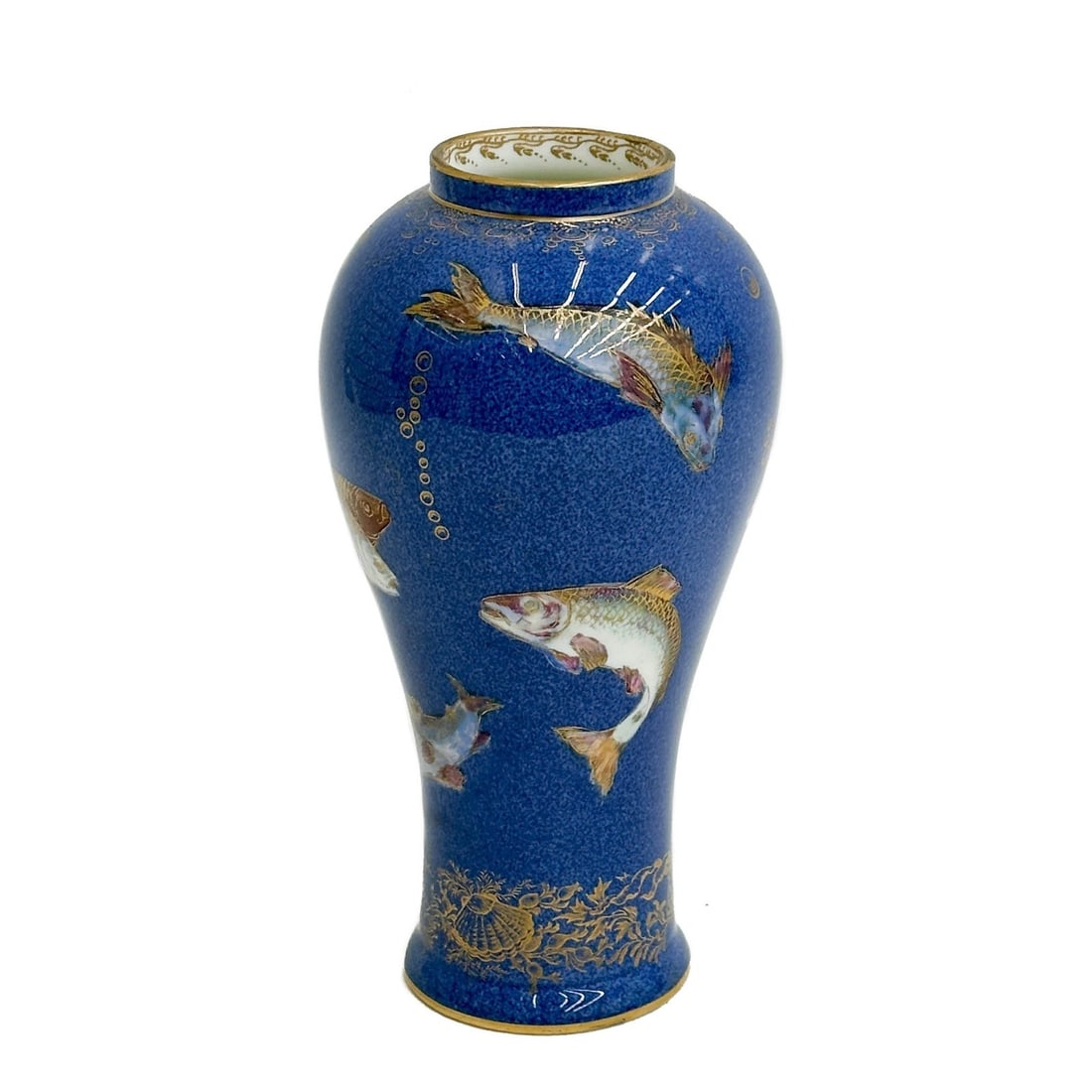 Wedgwood England Porcelain Powder Blue Fish Lustre Vase 2046 c1920 (1 of 10)