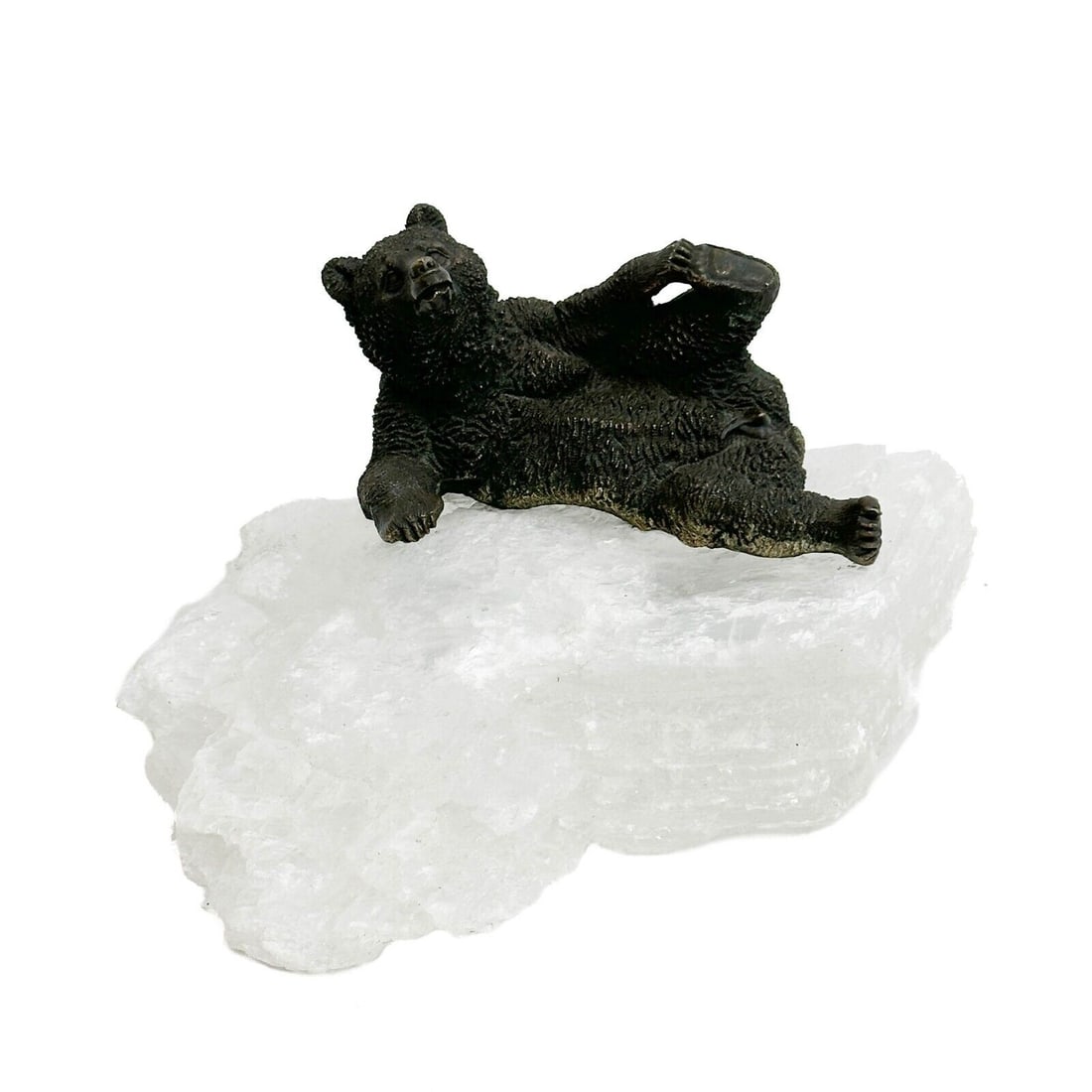 Russian Nikolai Lieberich Patinated Bronze Sculpture Bear on Rock Crystal Base (1 of 6)