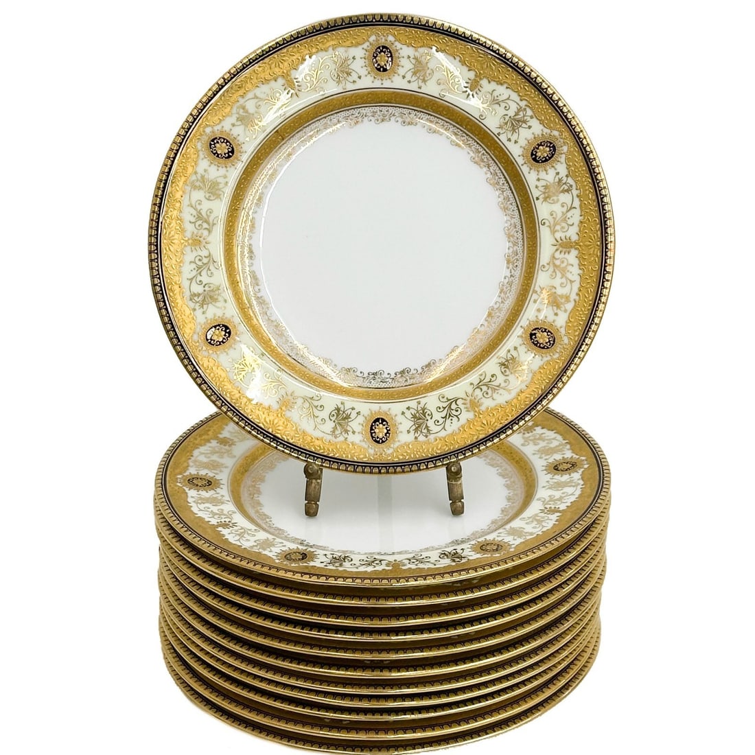 12 Coalport England for Tiffany & Co Gilt Porcelain Dessert Plates c1910 (1 of 9)