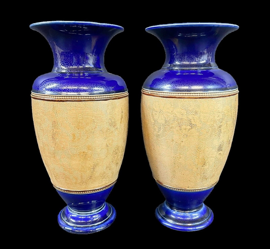 Pair of Royal Doulton Slater Patent Vases c1901-22 (1 of 11)