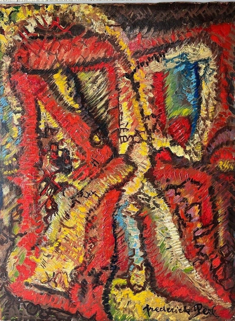 Frederick M Perl Germany California 1890 - 1963 Oil Painting Abstract 1956 (1 of 6)