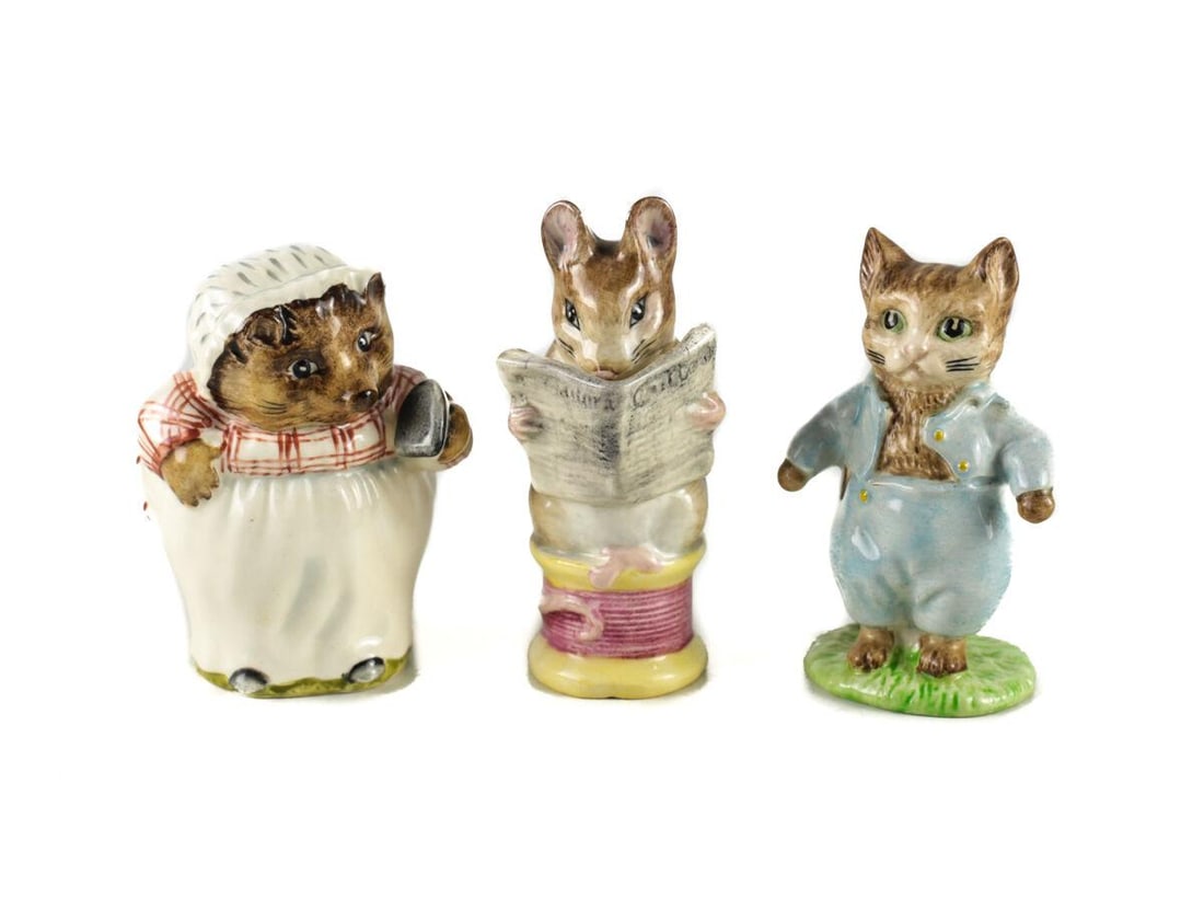 3 Beswick Figurines Beatrix Potter Tailor Gloucester Mrs Tiggywinkle Tom Kitten (1 of 1)