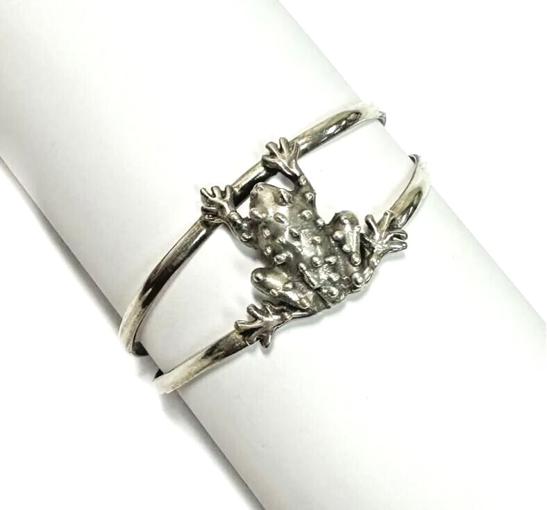Vintage Sterling Silver Frog Toad Bangle Bracelet (1 of 6)