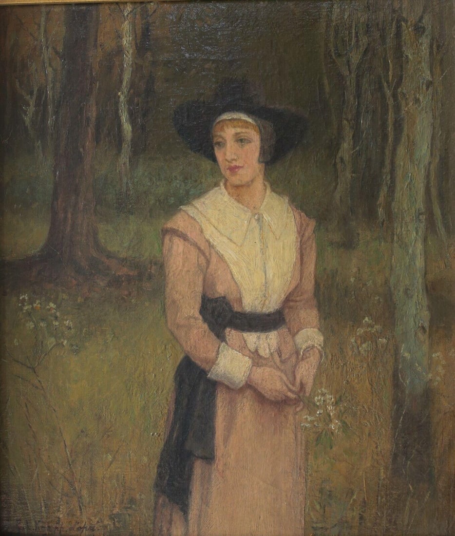 after George H Boughton Rose Standish by C.L. Knapp (d'apres) Oil painting (1 of 6)