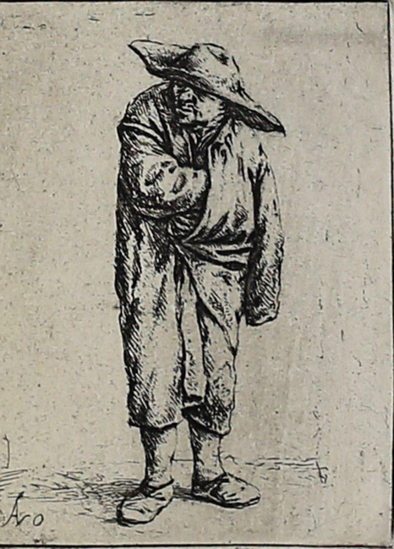 Adriaen Jansz Van Ostade Dutch 1610-1685 Etching Peasant Hand in Cloak (1 of 3)