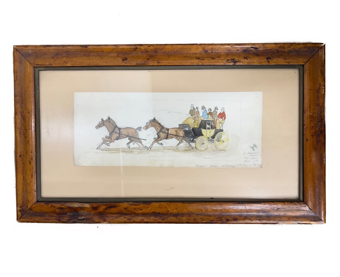 Attributed to Henry Thomas Alken watercolor horse drawn coach c1820 (1 of 7)