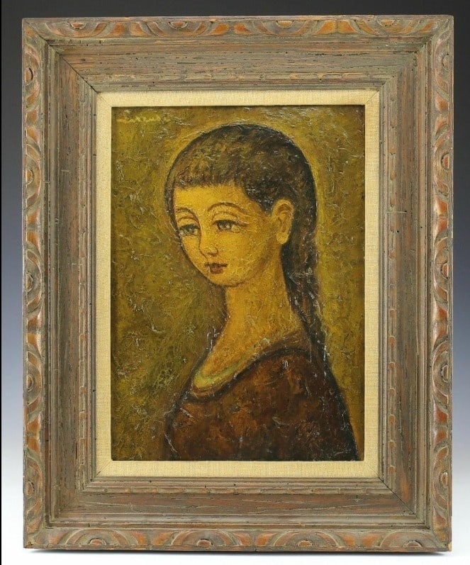 Jean Lareuse Modernist Oil Painting Portrait Of Woman with Braid (1 of 6)