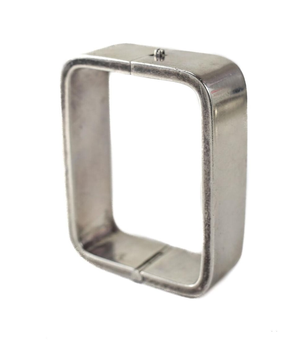 Vintage Heavy Taxco Mexico Sterling Silver Modernist Squared Bangle Bracelet (1 of 4)