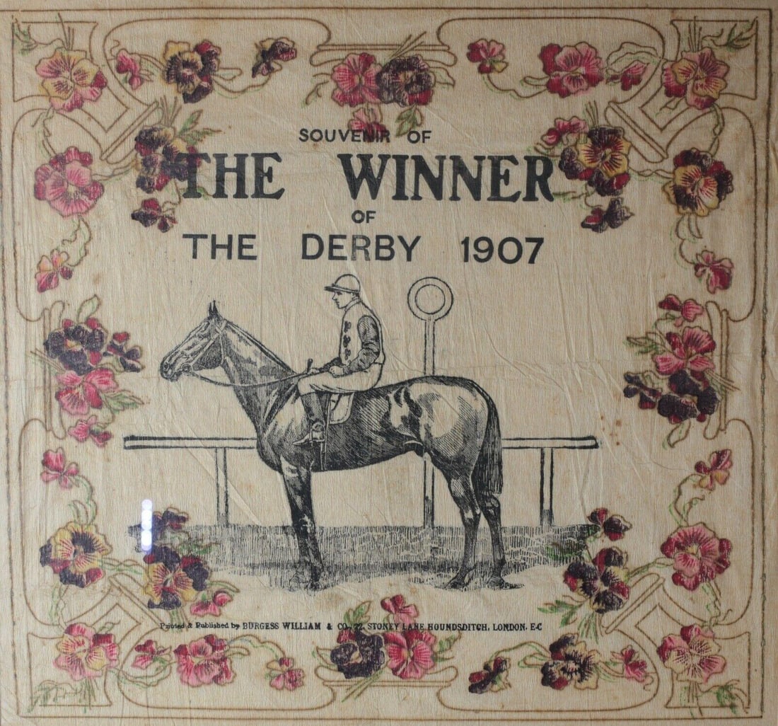 Antique Epsom Derby Souvenir ORBY Winner of the Derby 1907 hand colored (1 of 6)