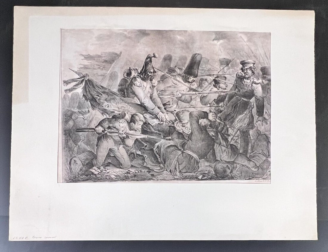Nicolas Toussaint Charlet Lithograph Le Drapeau defendu 1818 (1 of 4)