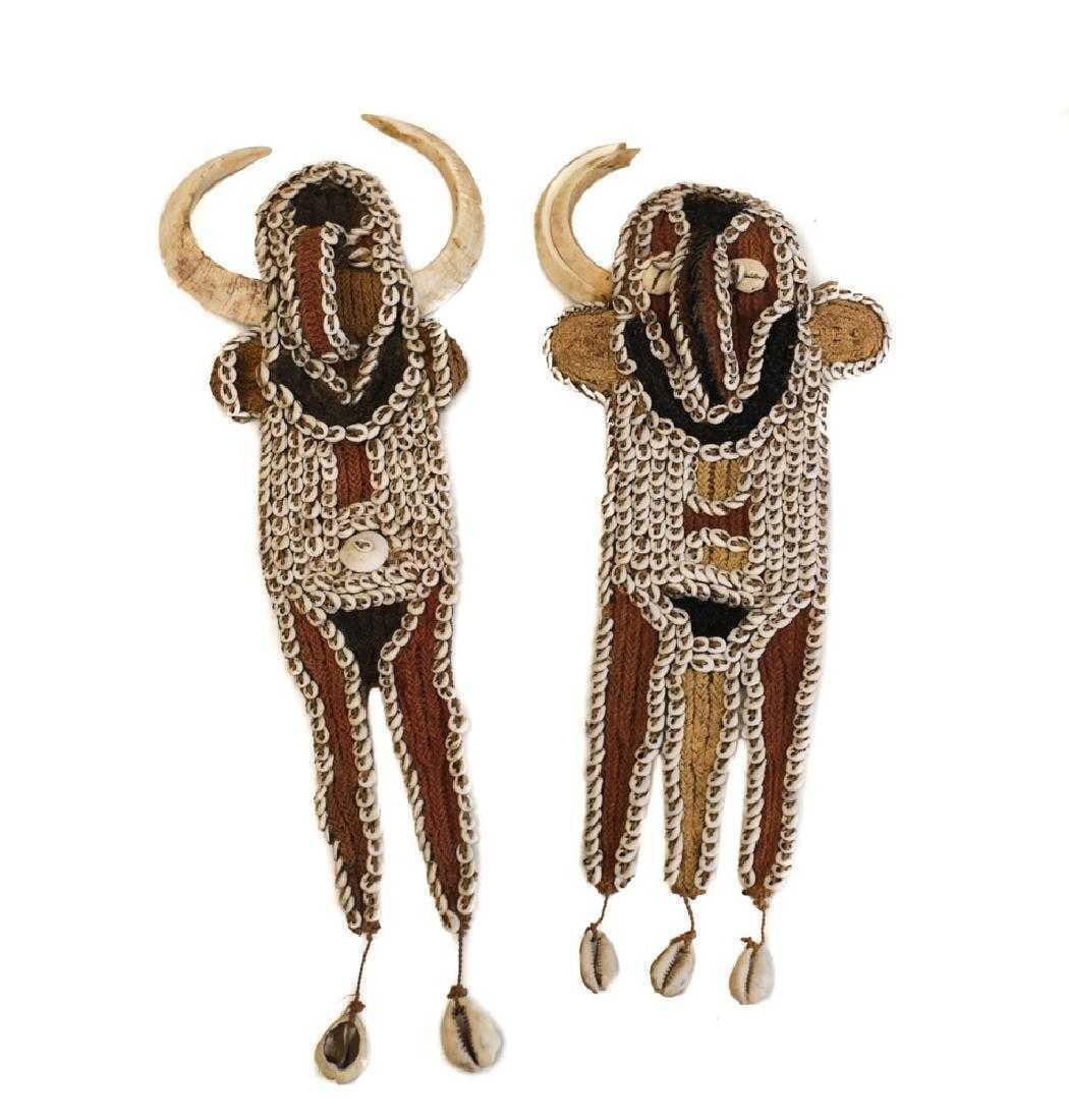 Pair of Papua New Guinea Abelam Pectoral Ornaments Karahuts shells, tusks (1 of 3)