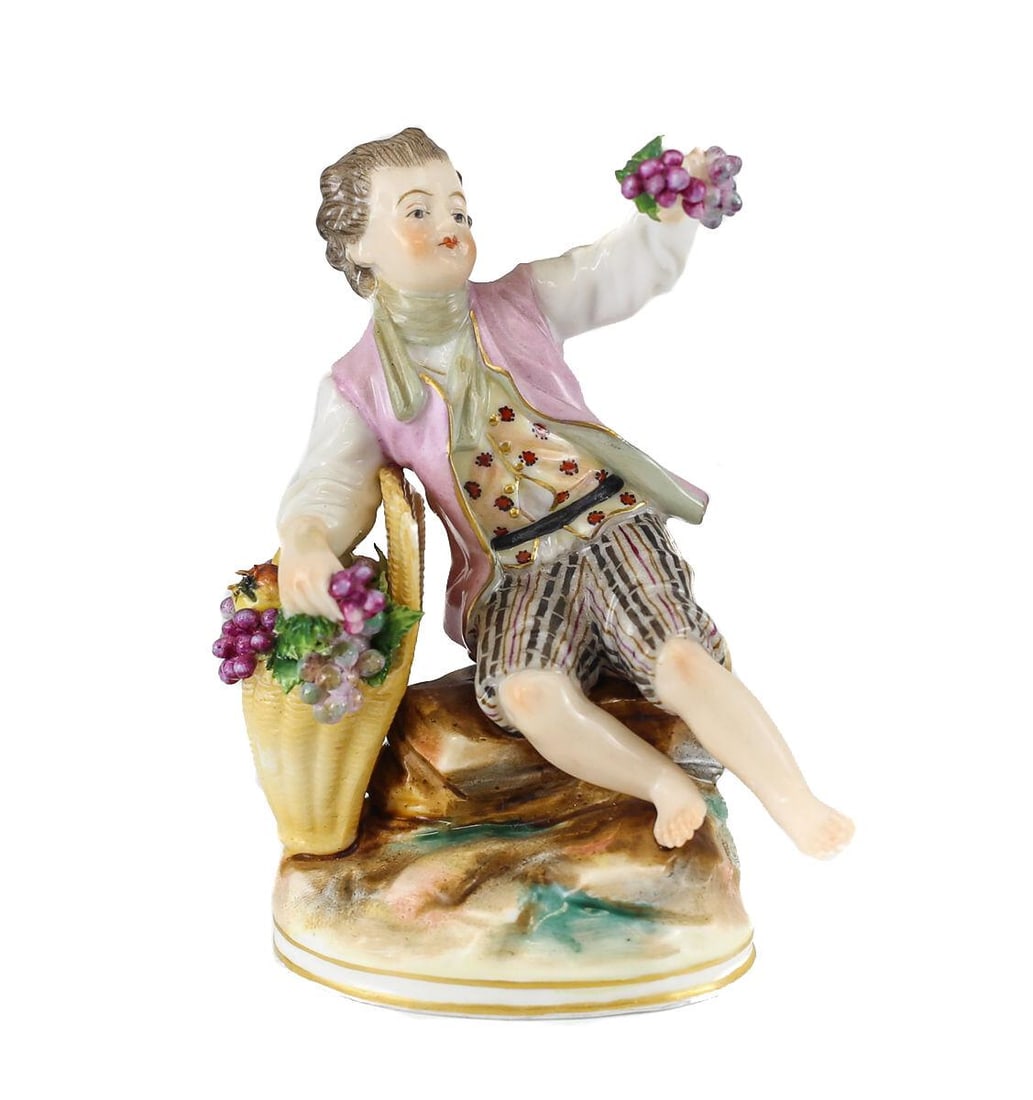 Volkstedt German Porcelain Figurine Young Boy w/ gilt and soft pink jacket (1 of 4)