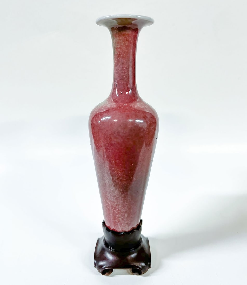 Chinese Peach Bloom glazed Liuyeping Vase (1 of 8)