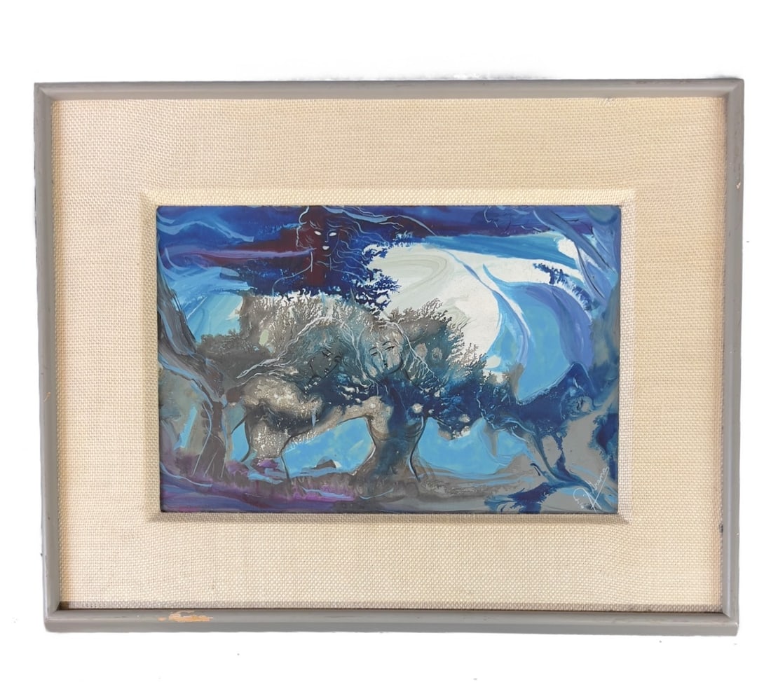 Vintage A Grana Acrylic painting on masonite Hermanas (1 of 8)