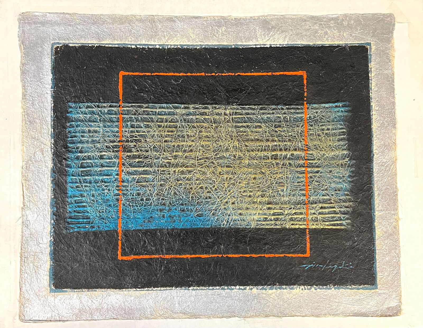 Jiro Inagaki Mixed Media on handmade paper c1980 (1 of 4)