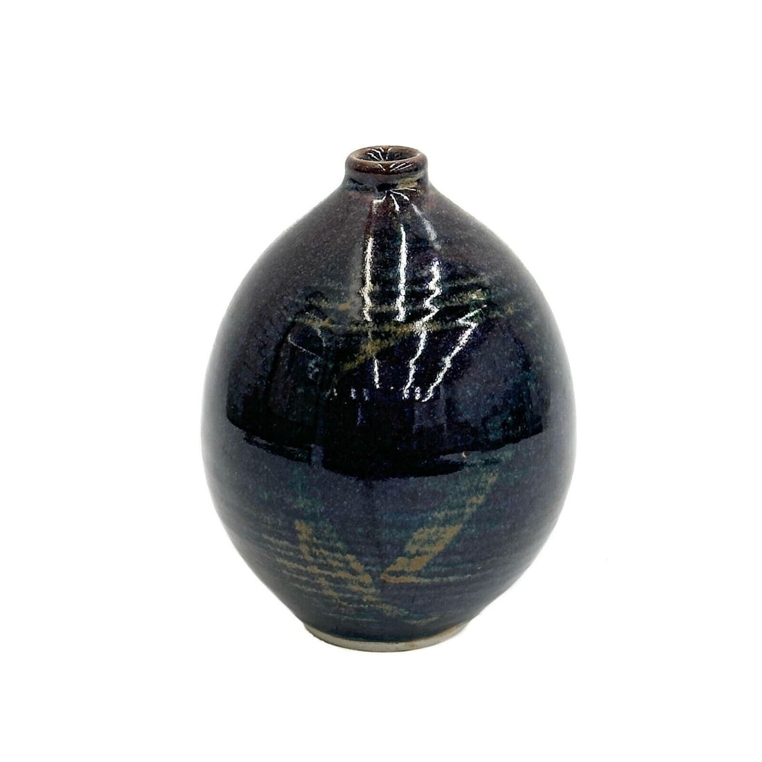 Otto Heino Art Pottery Blue Glazed Vase Signed 1999 (1 of 5)