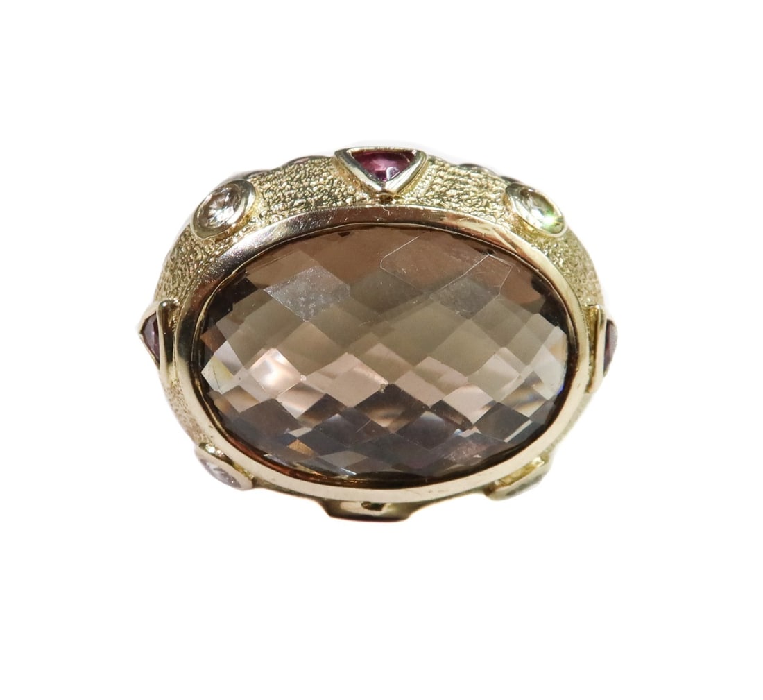 David Yurman 18k Gold and Sterling Silver Smoky Quartz Renaissance Ring Size 6 (1 of 13)