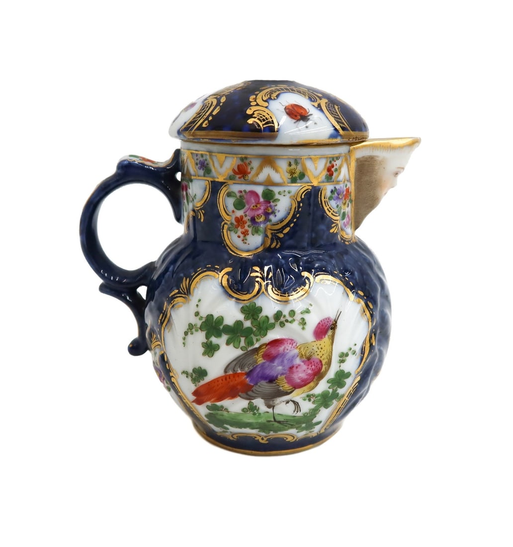 Royal Worcester England Porcelain Blue Scale Exotic Chocolate Pot circa 1770 (1 of 9)