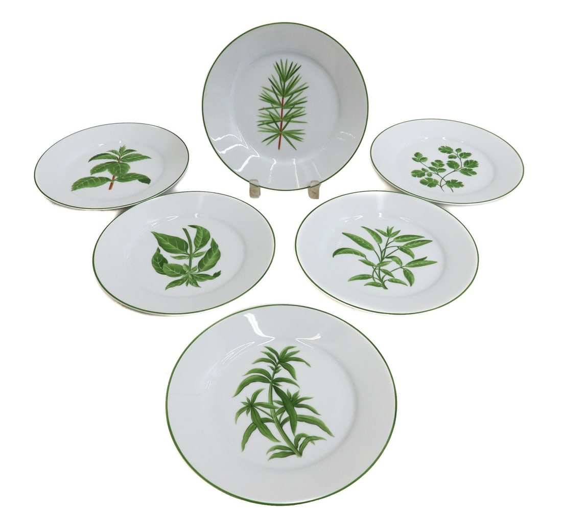 6 Peint Main Odile Pantz Asprey Limoges France Hand Painted Leaf Plates (1 of 7)