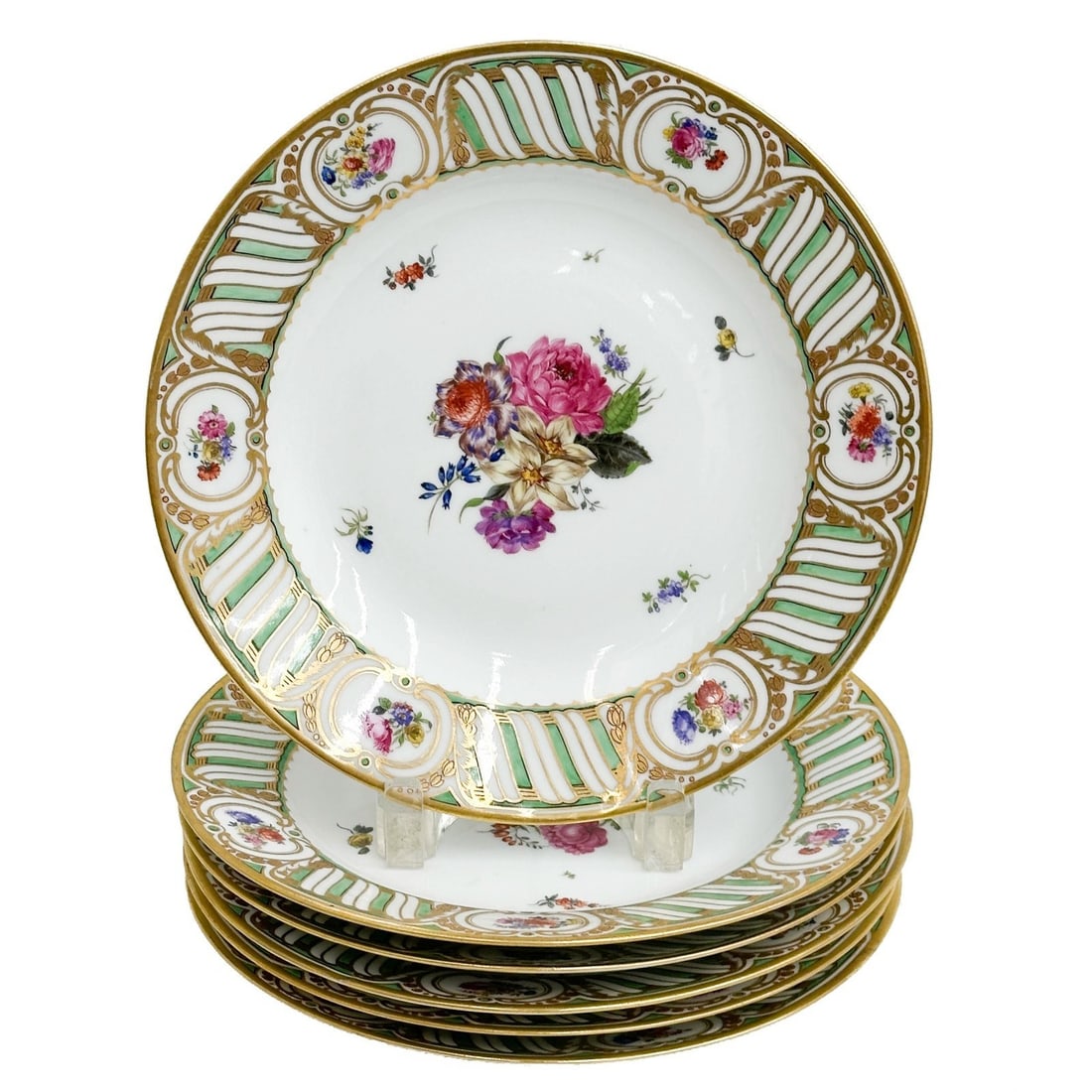 6 Royal Vienna Austria Hand Painted Porcelain Plates Florals 1822 (1 of 7)