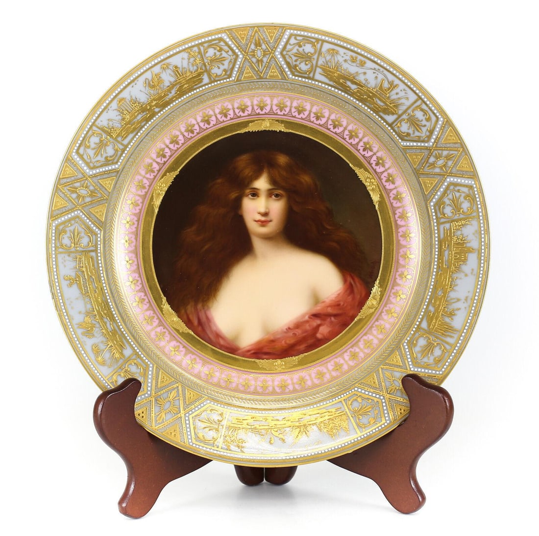 Royal Vienna Hand painted Portrait Cabinet Plate, signed R. Werlich C1890 (1 of 5)
