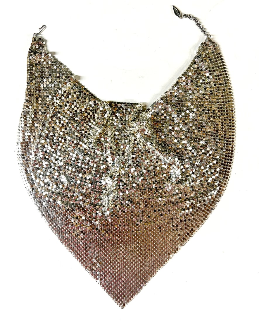 Vintage Whiting and Davis Gold Mesh bag purse with crystal clasp c1960 (1 of 6)