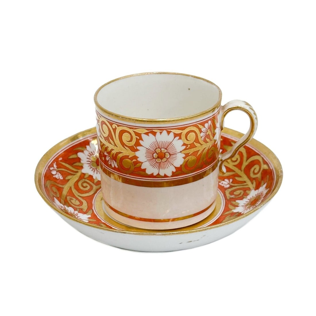 English Derby Hand Painted Cup & Saucer Gilt & Orange Florals circa 1820 (1 of 3)