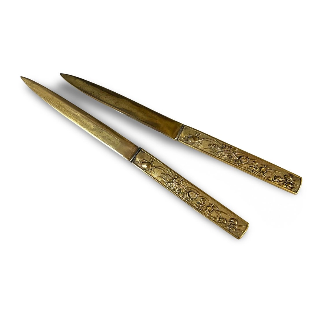 Pair of French Anglo Japanese style gilt bronze Letter Openers (1 of 8)
