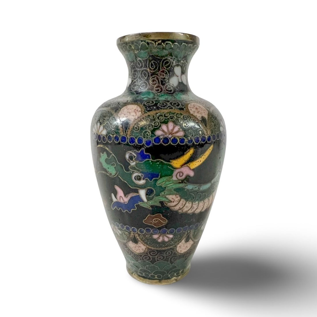 Miniature Chinese cloisonne enamel vase dragon Republic Period (1 of 6)