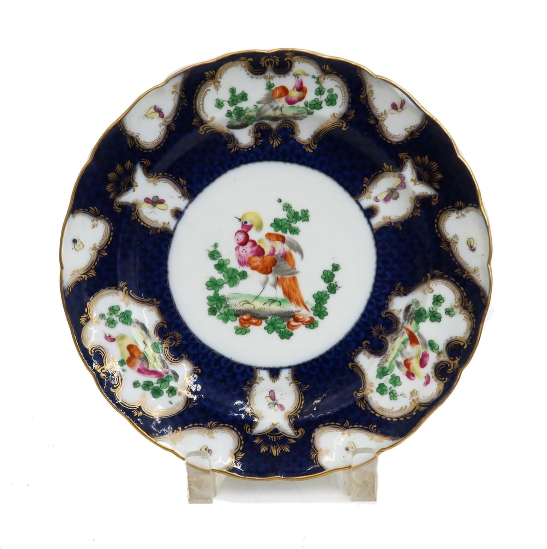 Royal Worcester England Porcelain Blue Scale Exotic Birds Plate 19th Century (1 of 8)