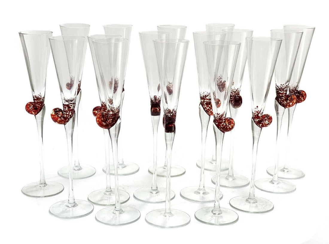 16 Continental Cut Glass Snail Escargot Caviar Wine Goblets (1 of 3)