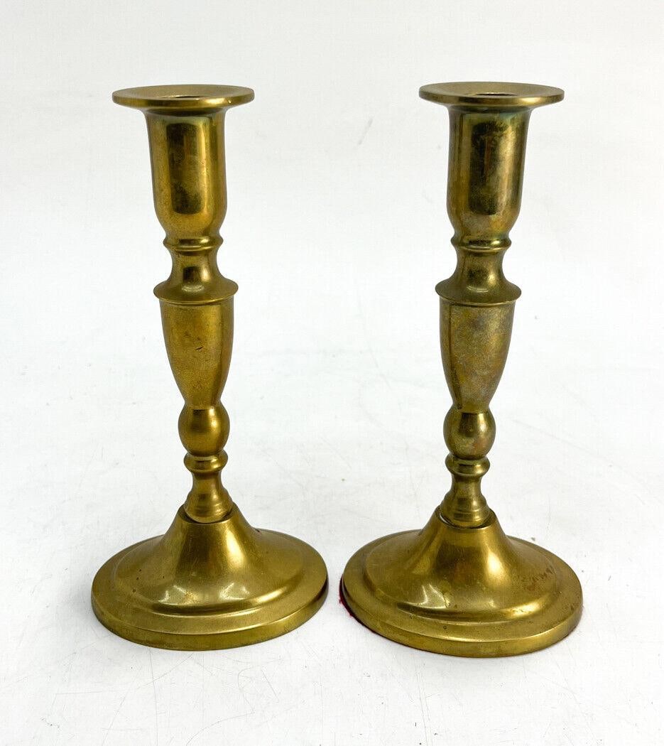 Pair Danish Brass Candlesticks - 2