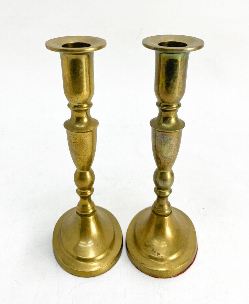 Pair Danish Brass Candlesticks - 4