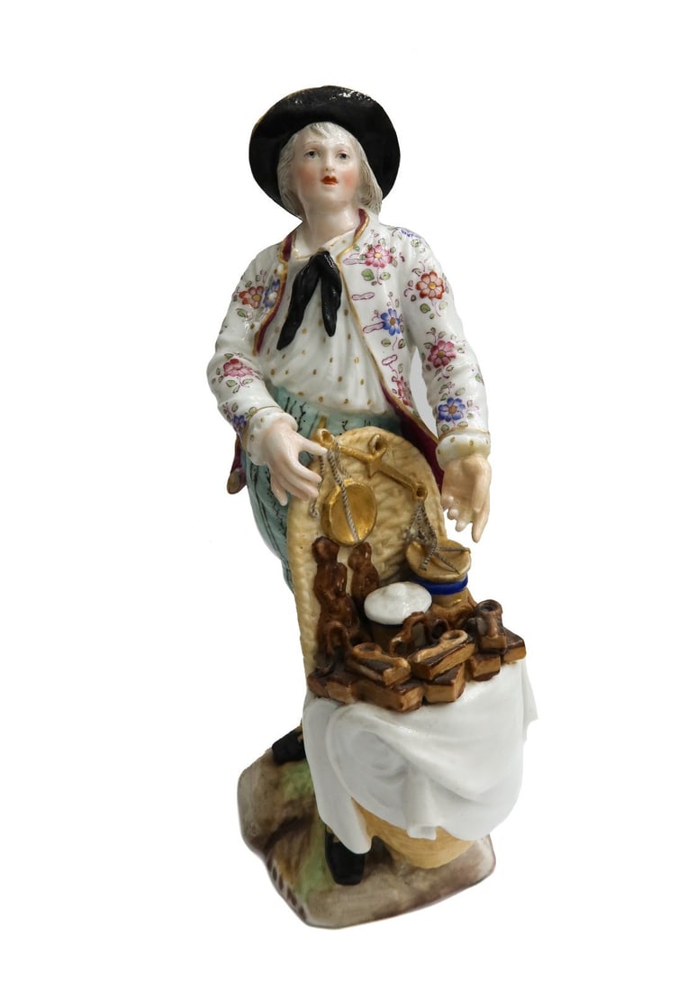 Meissen Germany Hand Painted Porcelain Figure of a Street Merchant c1900 (1 of 9)