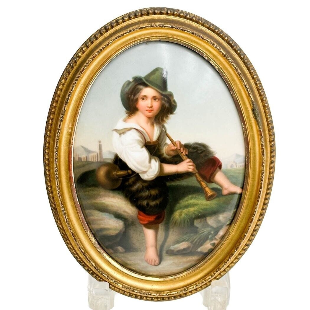 KPM Berlin Painted Porcelain Portrait Plaque Der Pfifferaro after Dobiaschofsky (1 of 5)