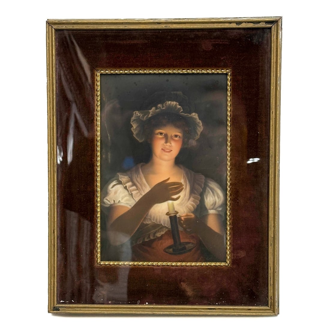 KPM Hand Painted Porcelain Portrait Plaque Lisette Signed Walther Framed c1890 (1 of 5)