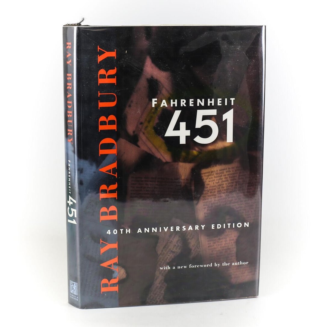 Ray Bradbury 'Fahrenheit 451: A Novel'. Simon & Schuster, 1993, Signed w DJ: Bradbury, Ray 'Fahrenheit 451: A Novel'. Simon & Schuster, 1993. Hardback Book with brown cloth boards, gold lettering & Dust Jacket. Signed Ray Bradbury to Andrew Wald. 190pp. From the estate of Beve