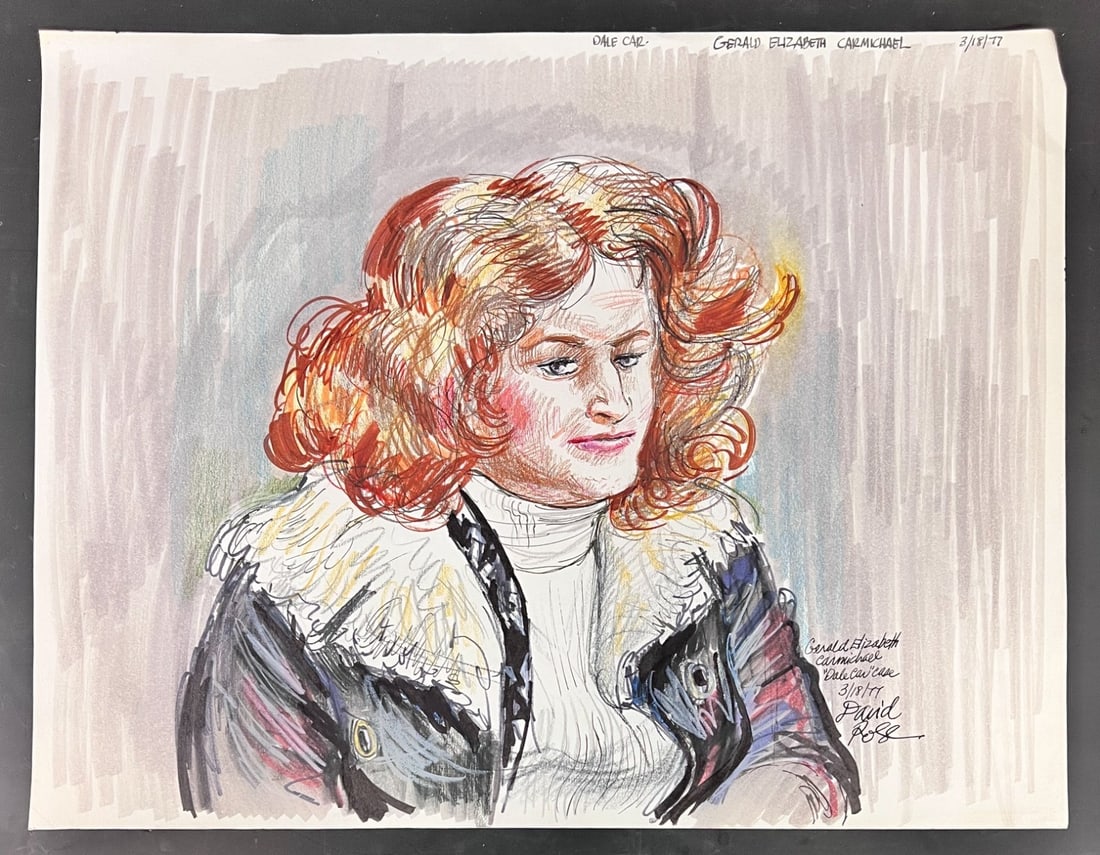 David Rose Courtroom Illustration The Dale Motor Car Trial 1977 Transgender (1 of 3)