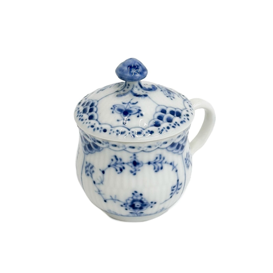 Royal Copenhagen Denmark Blue Fluted Half Lace Lidded Custard Cup 743 - 744 (1 of 7)