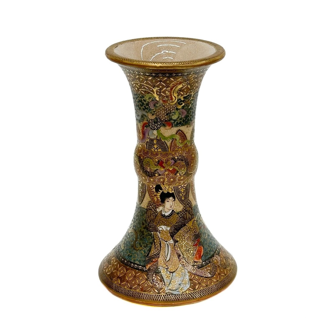 Fuzan Kyoto Japanese Satsuma Hand Painted Porcelain Vase Meiji period (1 of 8)