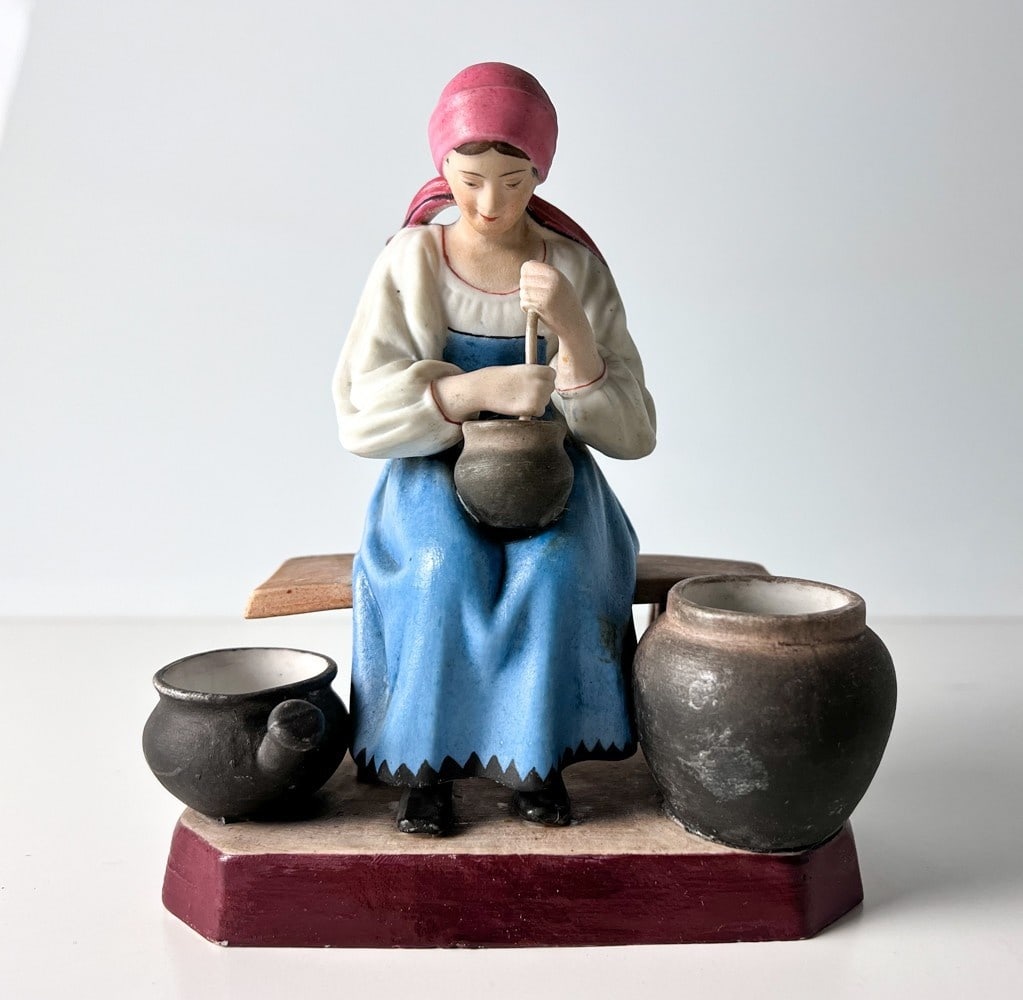 Gardner Porcelain Factory Seated Woman Figurine 19th Century (1 of 7)
