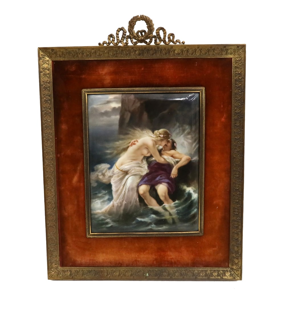 Royal Vienna Austria Hand Painted Porcelain Plaque The Kiss of the Siren Framed (1 of 11)