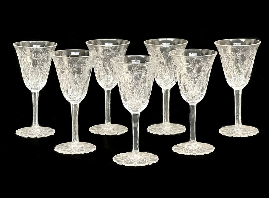 7 Antique Continental Rock Crystal Cut Glass Sherry Wine Goblets (1 of 6)