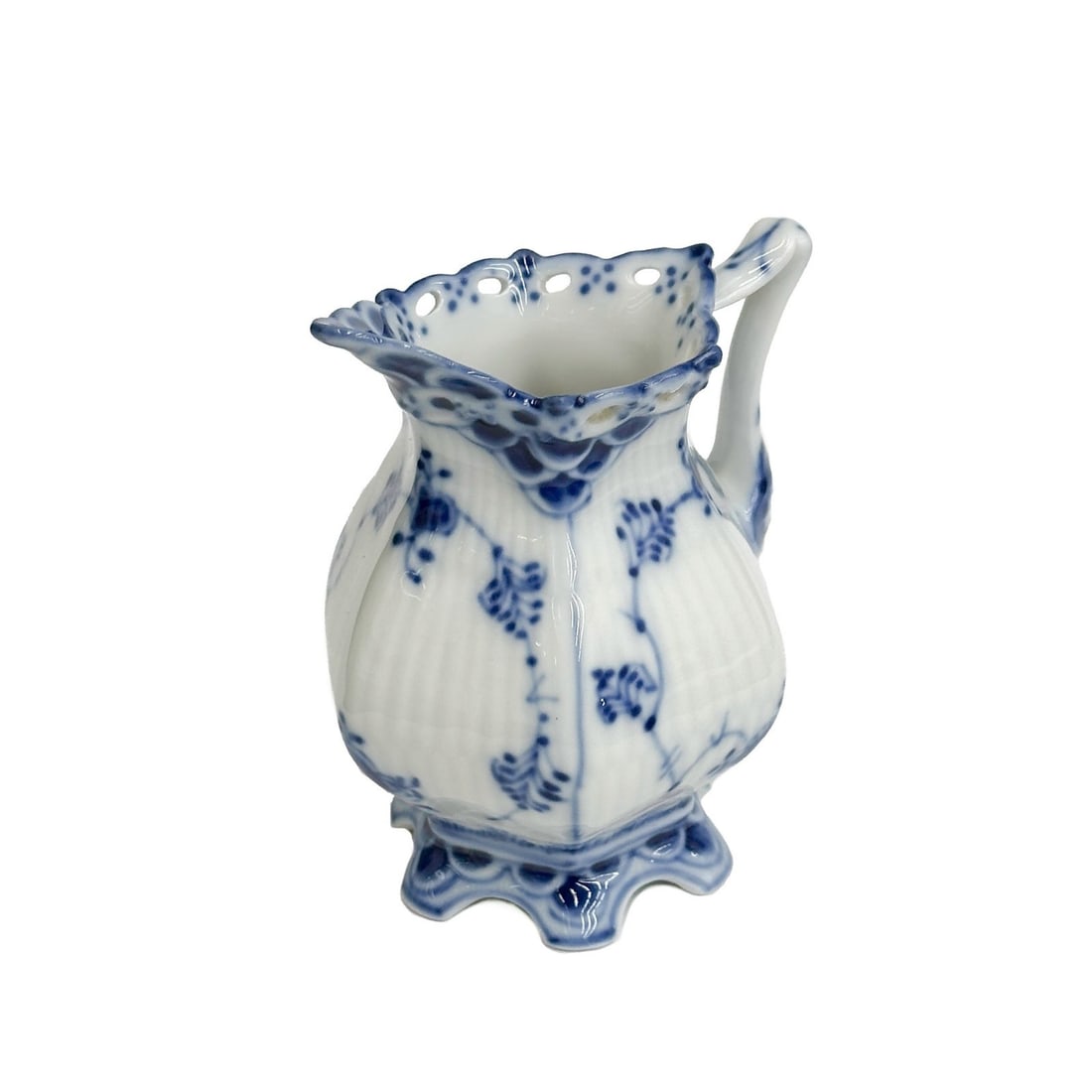 Royal Copenhagen Denmark Porcelain Blue Fluted Full Lace Mini Creamer #1031 (1 of 5)